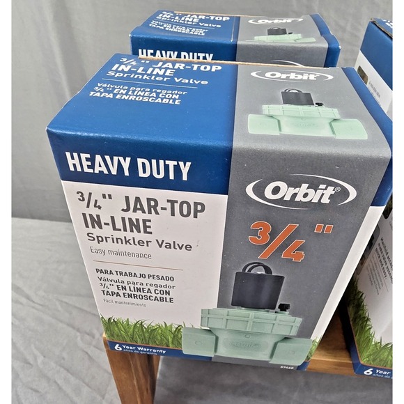 6 Pack! Orbit 57460 Heavy Duty 3/4" Jar-Top In-Line Sprinkler Valve New in Box - Picture 2 of 9